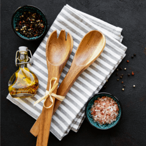 Kitchen setup with spices and utensils
