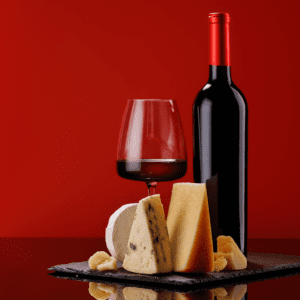 Red wine and cheese platter
